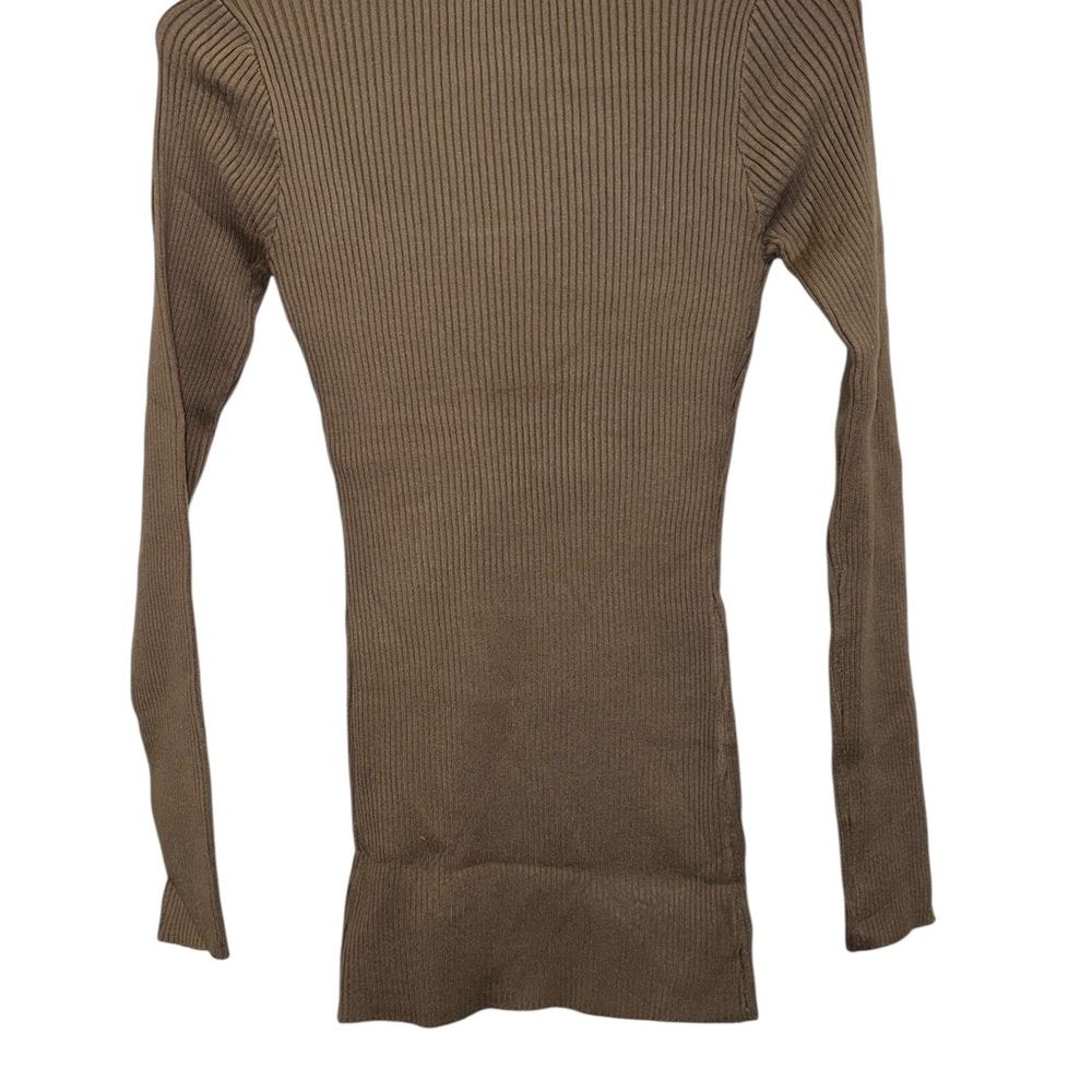 Taupe rubbed open front NWT tan ribbed pull on top - Picture 3 of 4
